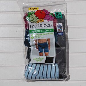 Fruit of the Loom Mens XL Long Leg Boxer Briefs Micro Stretch 5 Pairs 40-42